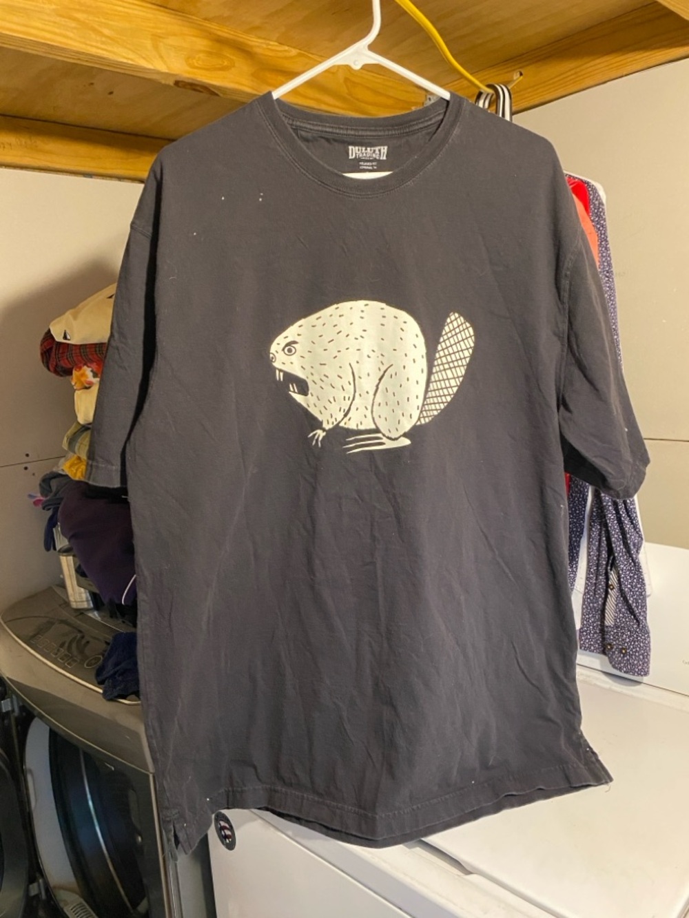 Duluth Trading Co Charcoal Black Crewneck Logo Tee